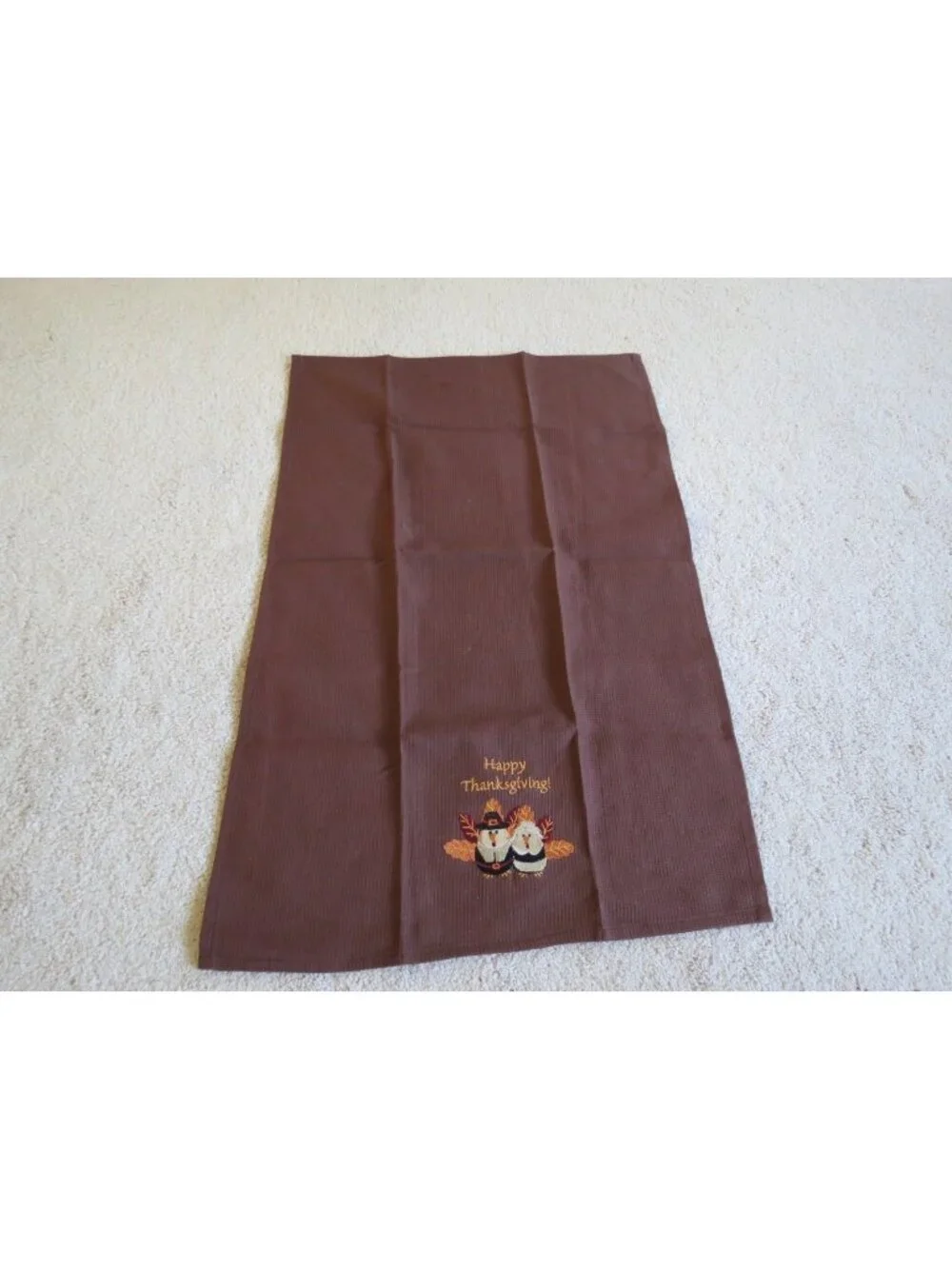 Embroidered Thanksgiving Turkey Cotton Linen Napkin